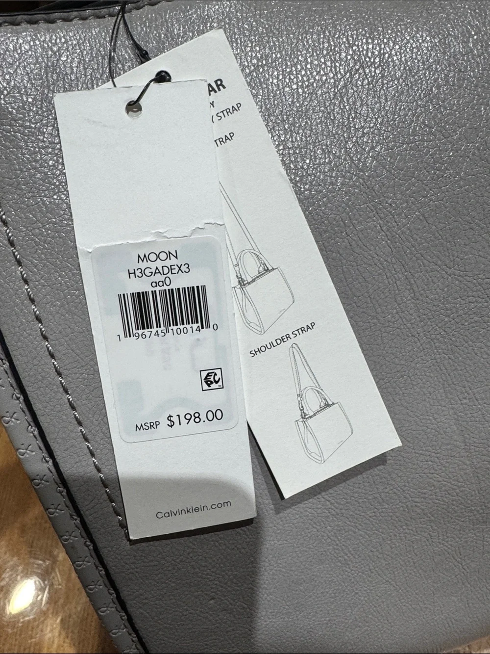 Calvin Klein Metallic Silver Satchel with Detachable Strap - Picture 2 of 4